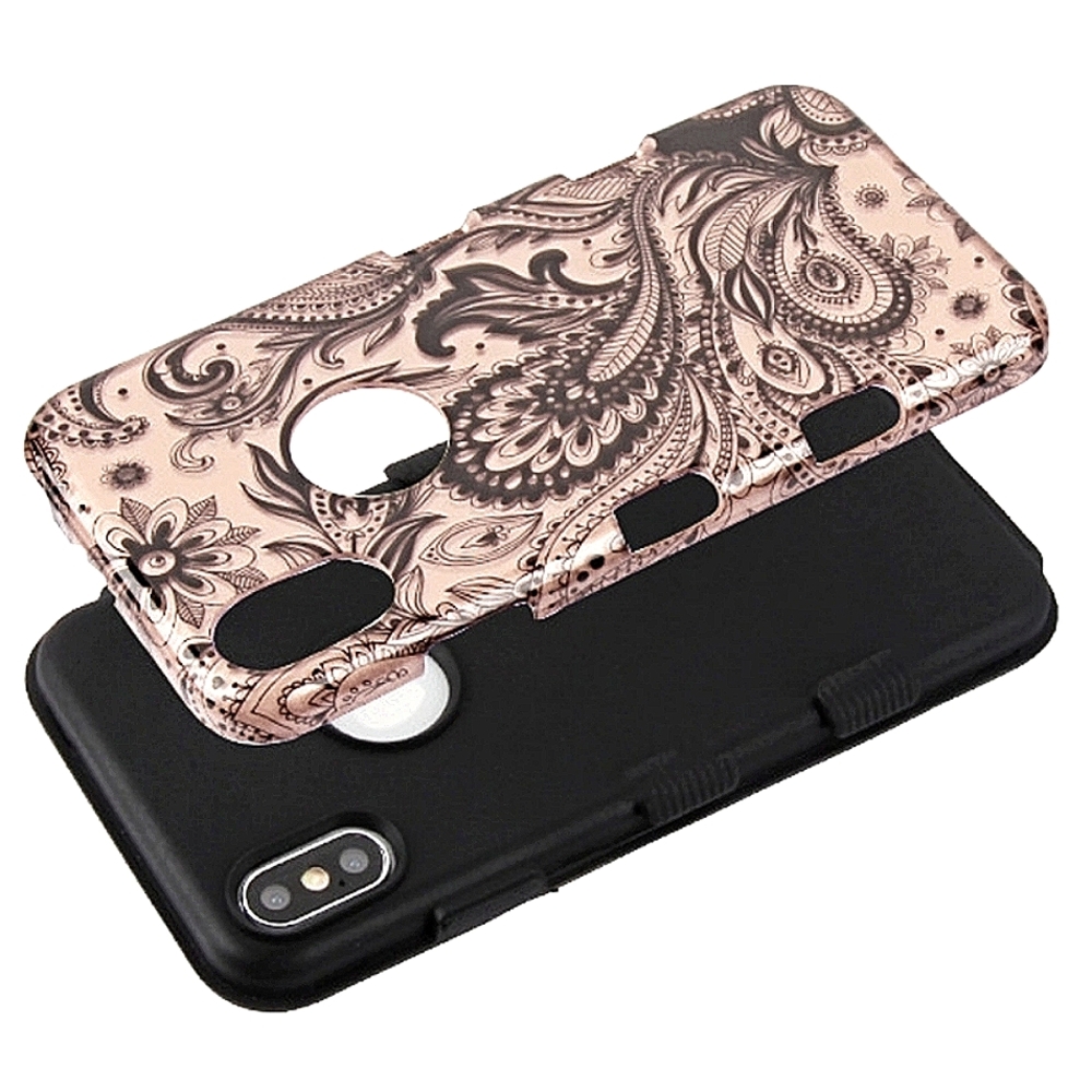TUFF Rose Gold Phoenix Flower Hybrid Protector Cover for Google Pixel 3a Paisley